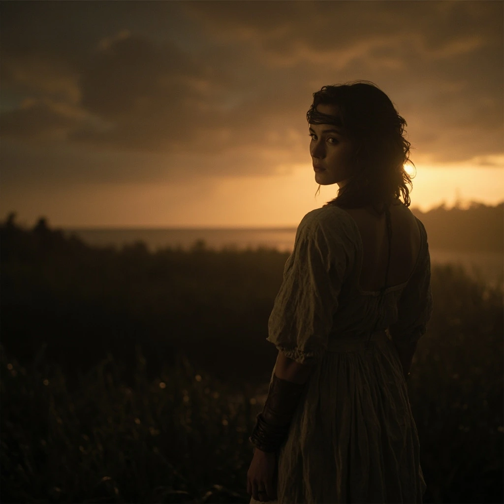 Still from Vow of Salt — a figure at the marsh edge at dusk
