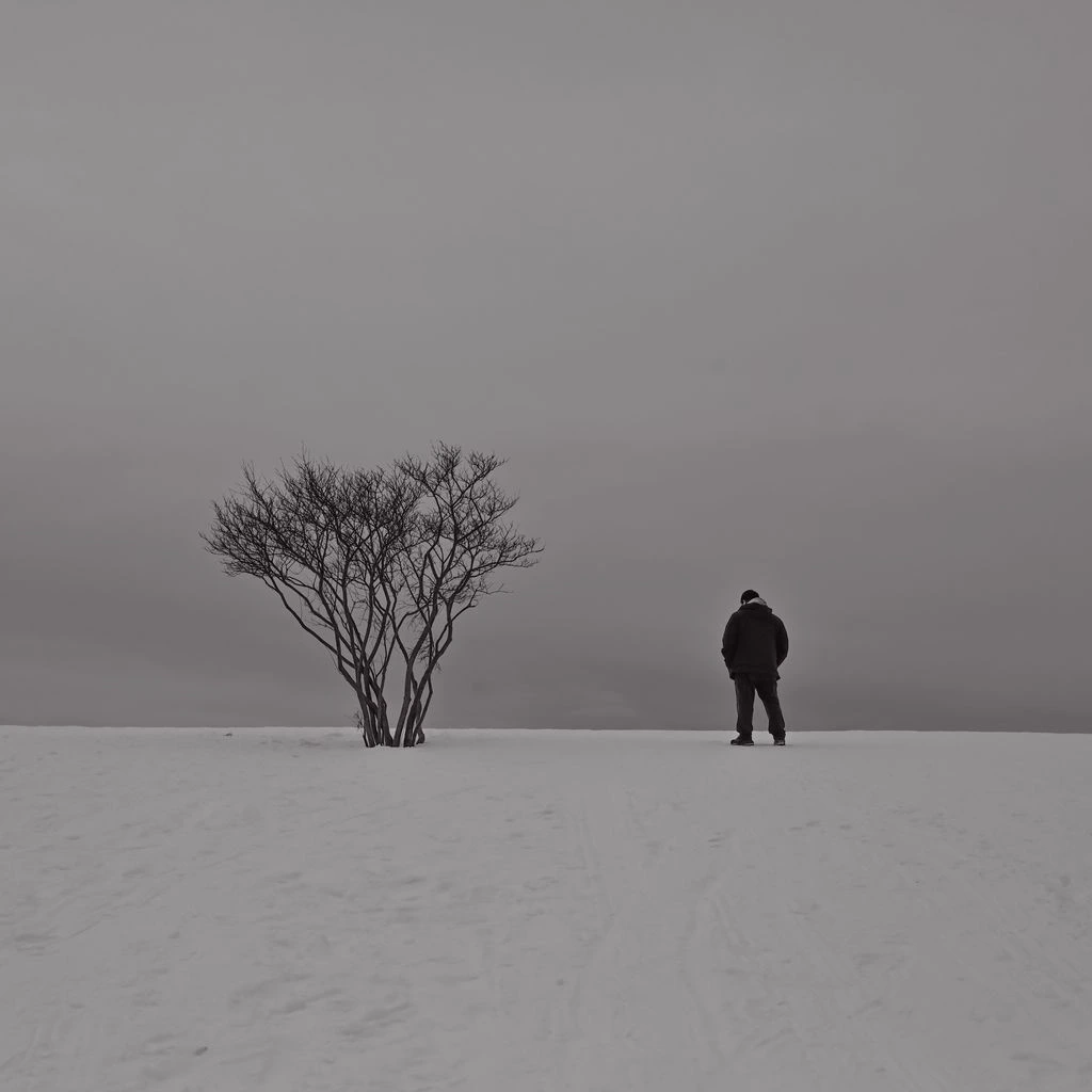 Lone figure walking a coastal path at golden hour, evoking mythic journey